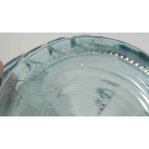 Vintage Vetreria Etrusca Pitcher Thick Green Glass Raised Palm Trees Italy READ - Picture 9 of 11